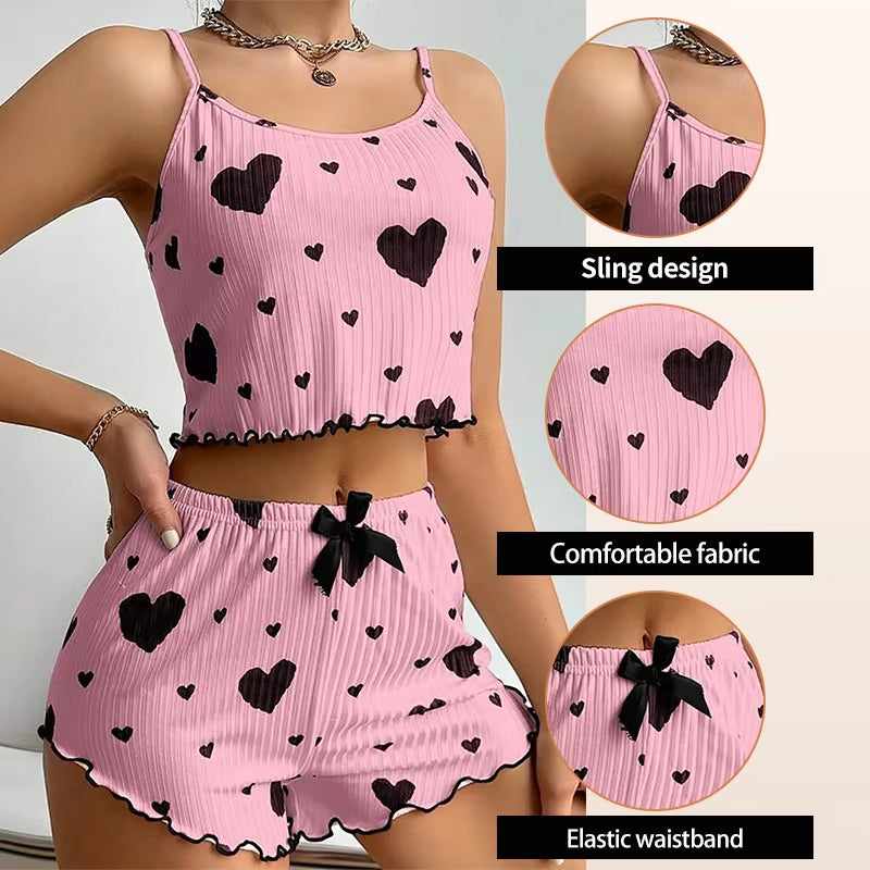 Women's 2PC Pajamas Set Tank Top and Shorts 