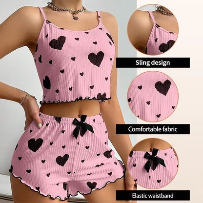 Women's 2PC Pajamas Set Tank Top and Shorts 