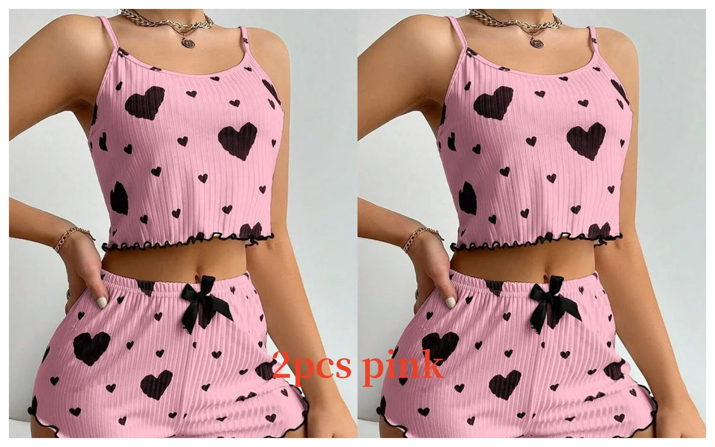 Women's 2PC Pajamas Set Tank Top and Shorts 