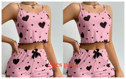 Women's 2PC Pajamas Set Tank Top and Shorts 