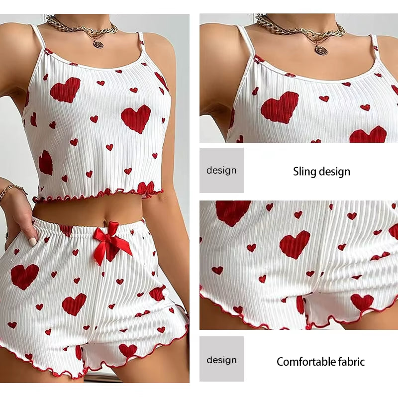 Women's 2PC Pajamas Set Tank Top and Shorts 