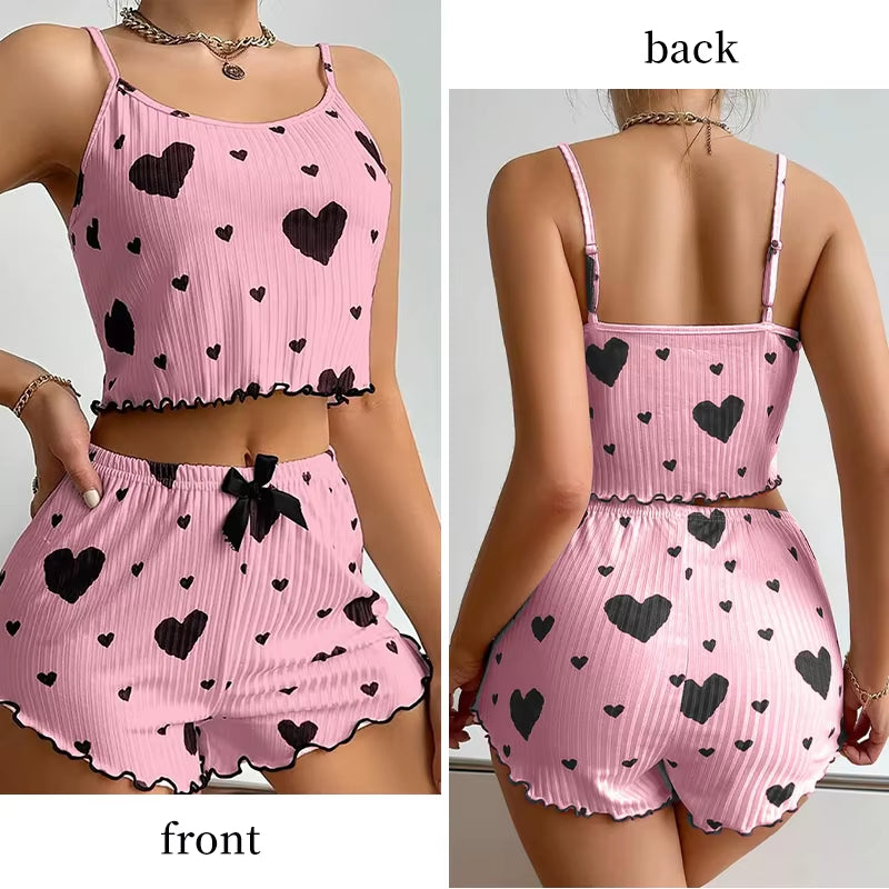 Women's 2PC Pajamas Set Tank Top and Shorts 
