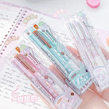 Strawberry Chocolate Series 0.5Mm Gel Ink Pens Set Cute Student Ballpoint Pen Soft Grip Smooth Writing Office School Supplies