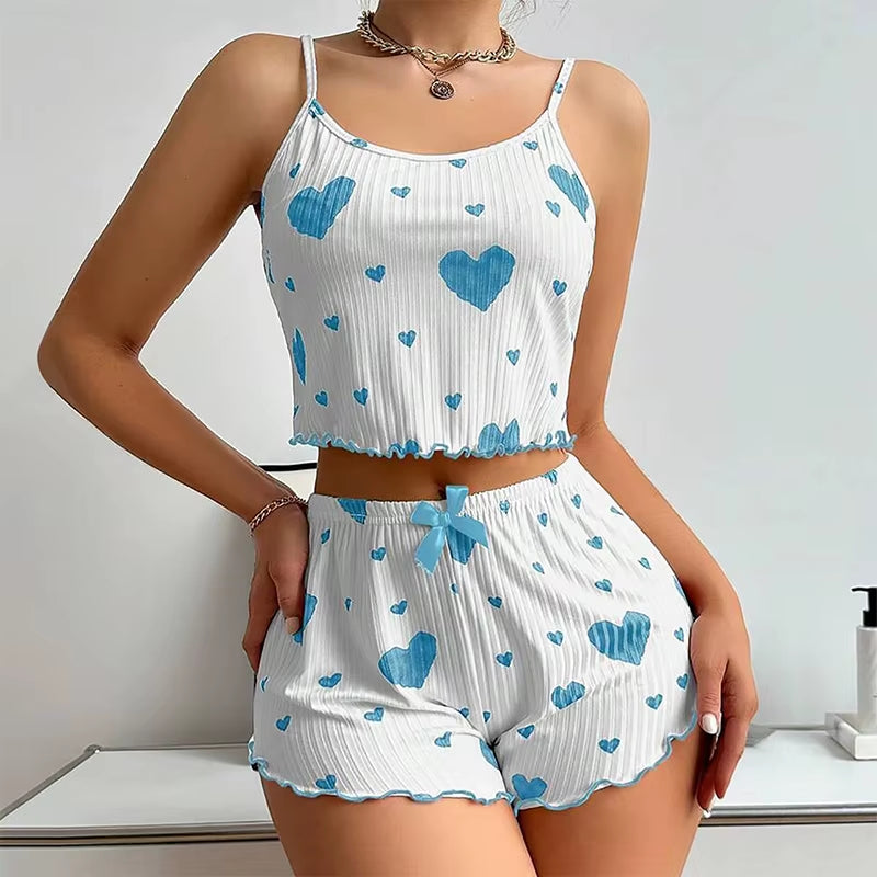 Women's 2PC Pajamas Set Tank Top and Shorts 