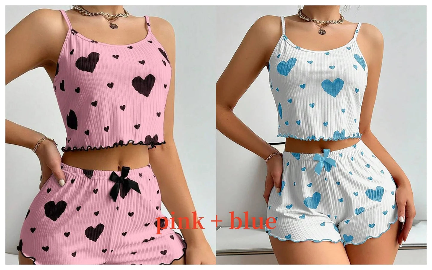Women's 2PC Pajamas Set Tank Top and Shorts 