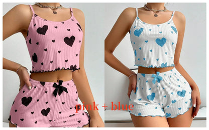 Women's 2PC Pajamas Set Tank Top and Shorts 