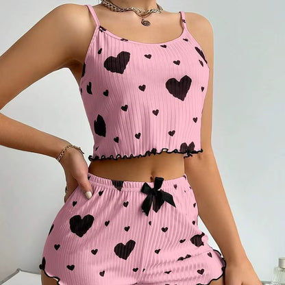 Women's 2PC Pajamas Set Tank Top and Shorts 