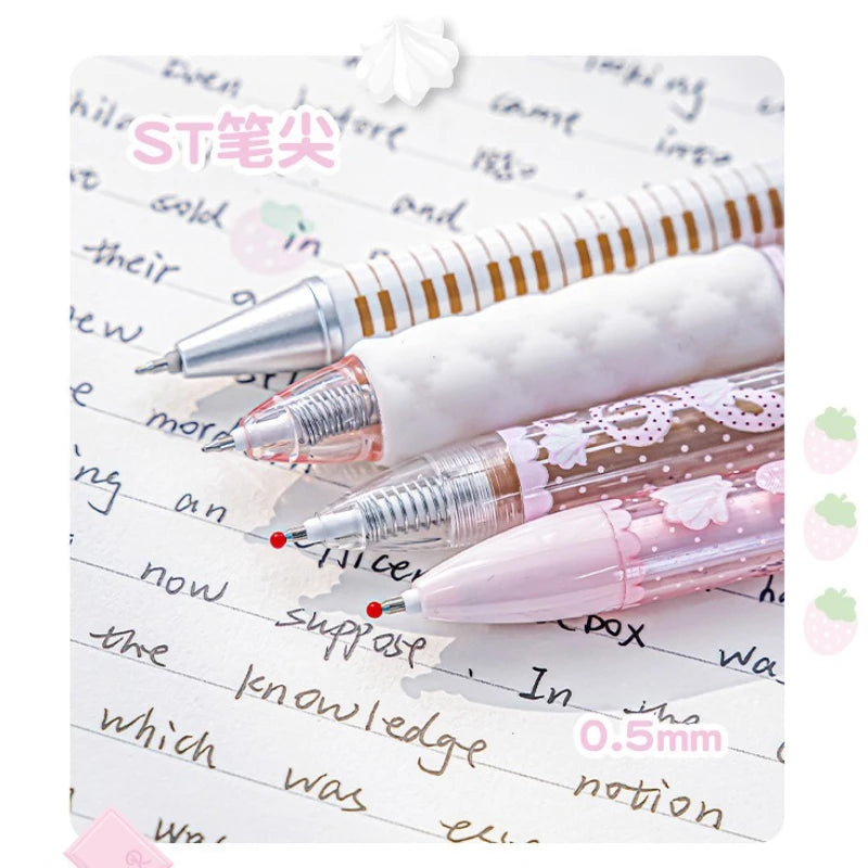 Strawberry Chocolate Series 0.5Mm Gel Ink Pens Set Cute Student Ballpoint Pen Soft Grip Smooth Writing Office School Supplies