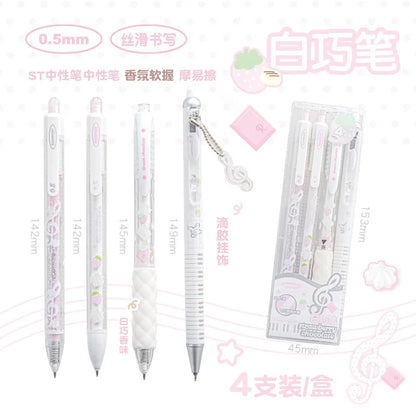 Strawberry Chocolate Series 0.5Mm Gel Ink Pens Set Cute Student Ballpoint Pen Soft Grip Smooth Writing Office School Supplies