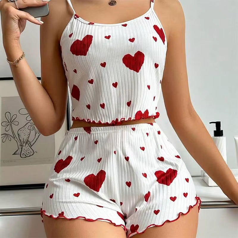 Women's 2PC Pajamas Set Tank Top and Shorts 