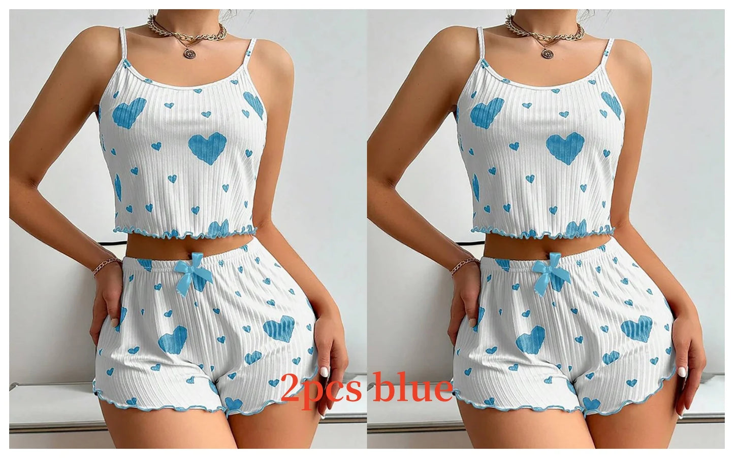 Women's 2PC Pajamas Set Tank Top and Shorts 