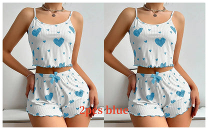 Women's 2PC Pajamas Set Tank Top and Shorts 